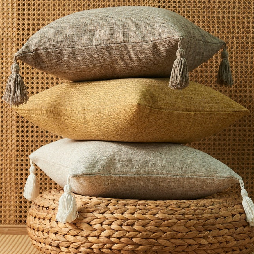 Woven Tassel Pillow Cover